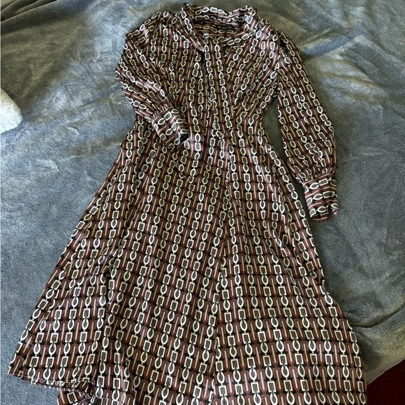 INC International Concepts women’s dress size M Brown Black and White Chain - Picture 6 of 9